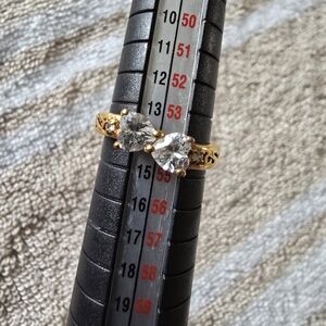 Elegant Goldtone And Heart Shaped Cubic Zirconia Women's Ring